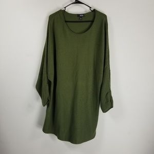 A.N.A long tie sleeve sweater tunic XXL green